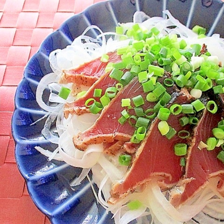 カツオのたたきと新玉ねぎの洋風サラダ レシピ 作り方 By はぁぽじ 楽天レシピ